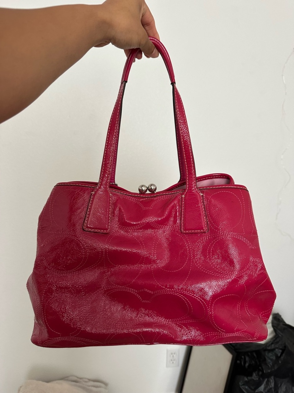 Coach Glossy Patent Pink Shoulder Bag - Picture 3 of 8